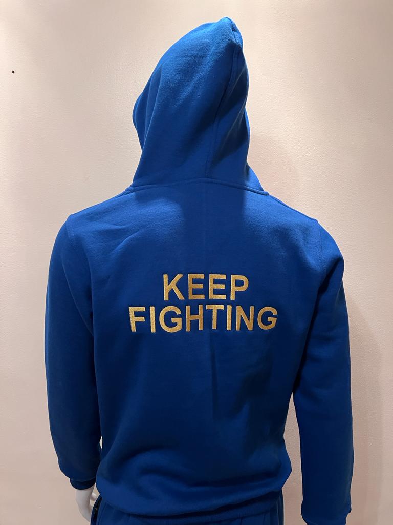 Keep Fighting Premium Cotton Tracksuit Royal Blue/Gold