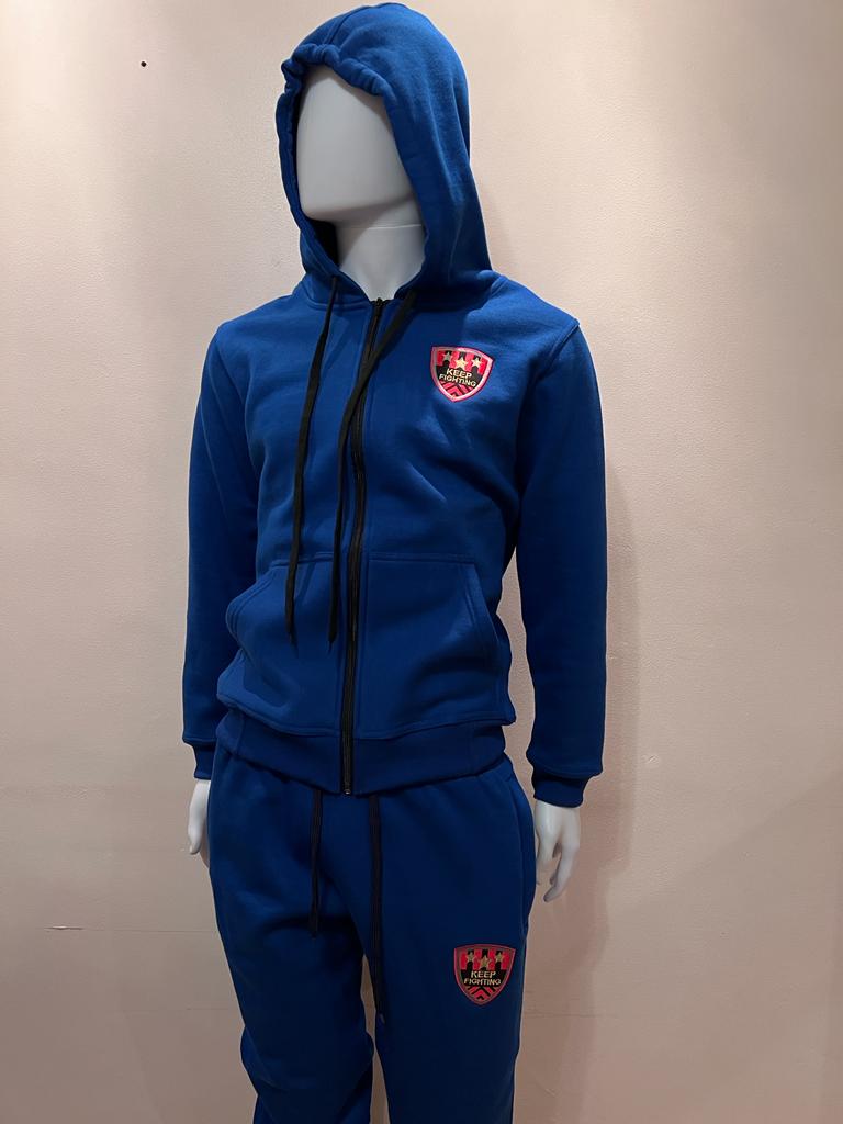 Keep Fighting Premium Cotton Tracksuit Royal Blue/Gold