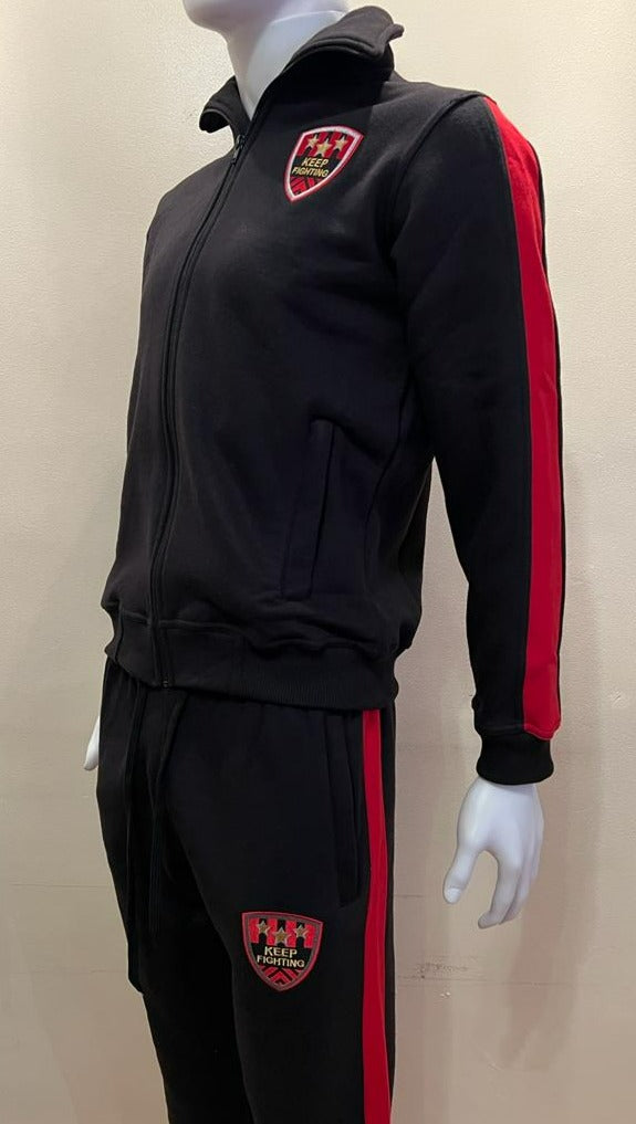 Keep Fighting Premium Heavyweight Cotton Tracksuit Black/Red